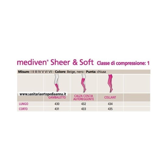 Medi - Mediven Sheer & Soft - Calze compressive medicali classe 1, punta chiusa - AT Collant
