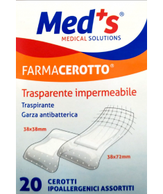 Med's - FarmaCerotto - Cerotto strip impermeabile polietilene assortiti (20 pezzi)