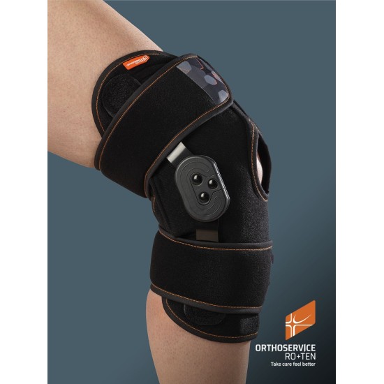 Ro+Ten - GenuPolar Pro - Ortesi di ginocchio con aste articolate e accessori per compressione e raffreddamento